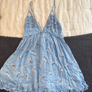 Floral Blue Spaghetti Strap Dress